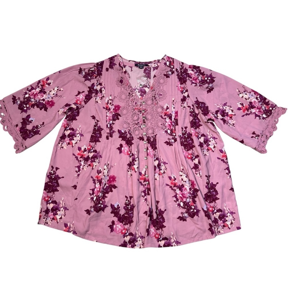 New Roaman's Juliet Lace Trim Shirt Size 22W